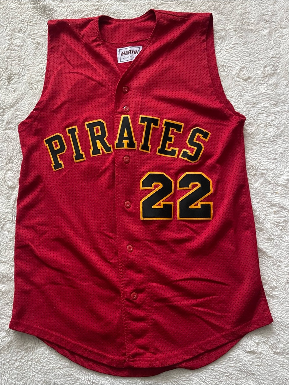 Martin Red Pirates #22 Sleeveless Baseball Jersey - Team Style Retired
